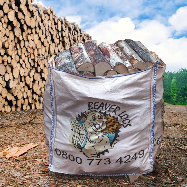 Large Dumpy Bag Kiln Dried Hardwood Logs BIRCH Beaver Logs